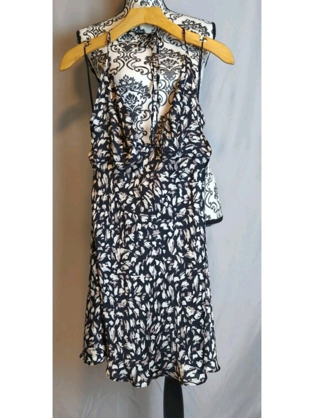 Intimately Free People Mini Halter Dress NWT L Night Combo Ruffle Floral